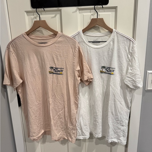 RVCA Short Sleeve Tees - Pink and White - Picture 1 of 3